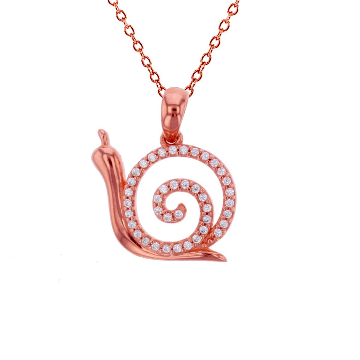 Sterling Silver Rose 0.08 Cttw Diamond Snail 18" Necklace