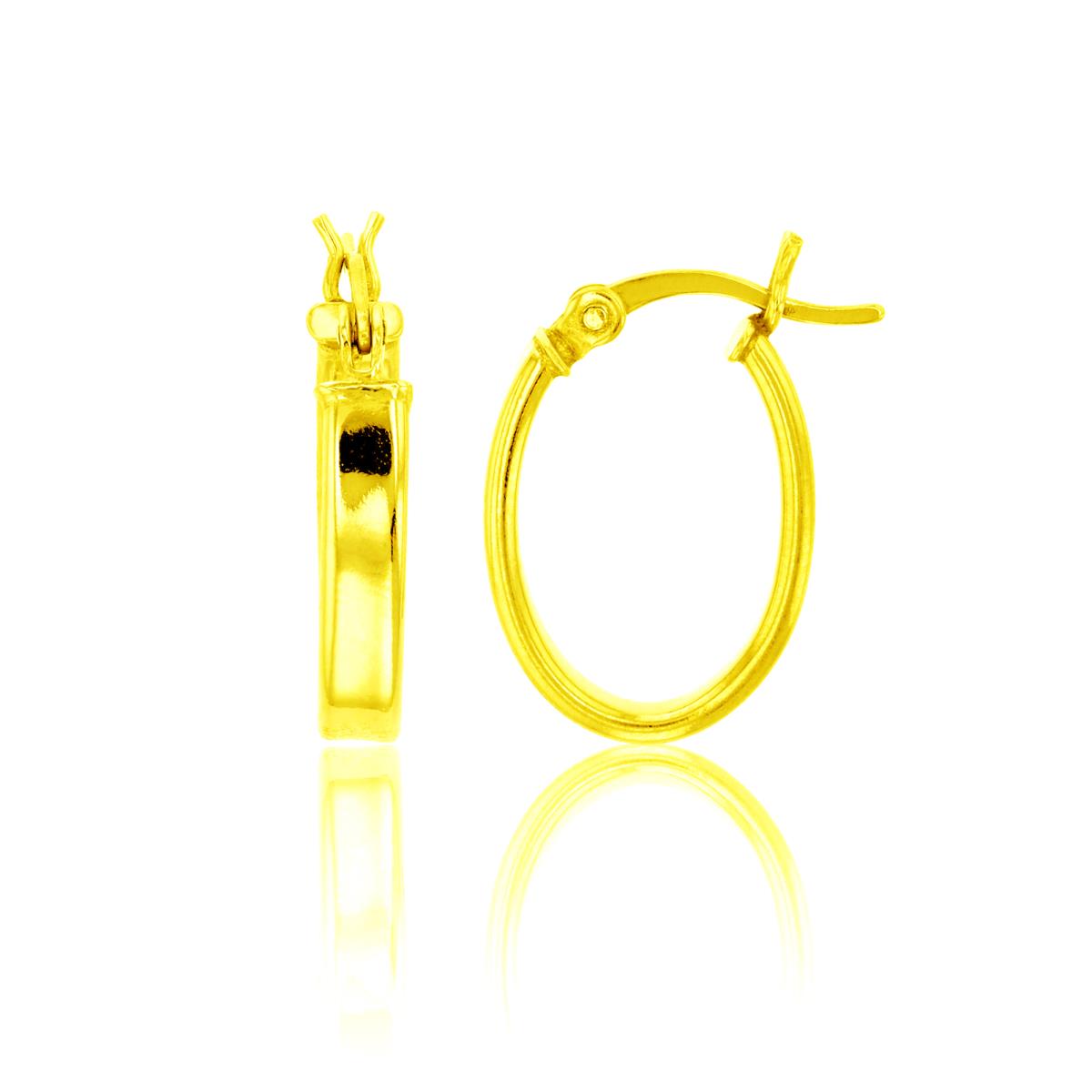 Sterling Silver Yellow 3X15MM Oval Polished Hoop Earring