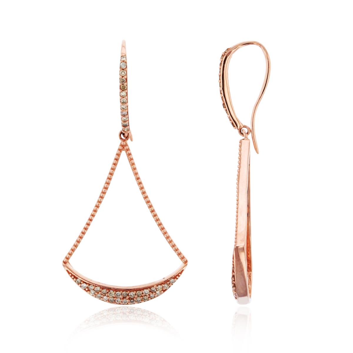 14K Rose Gold  0.312 CTTW Diamond Polished Fish Hook Earring