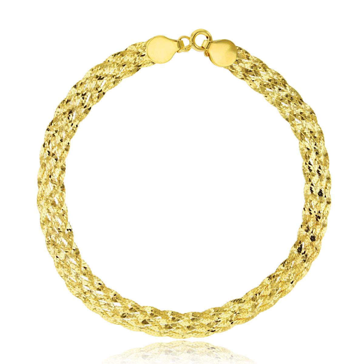 10K Yellow Gold 5.60mm Diamond Cut Braided 7.5" Weave Bracelet
