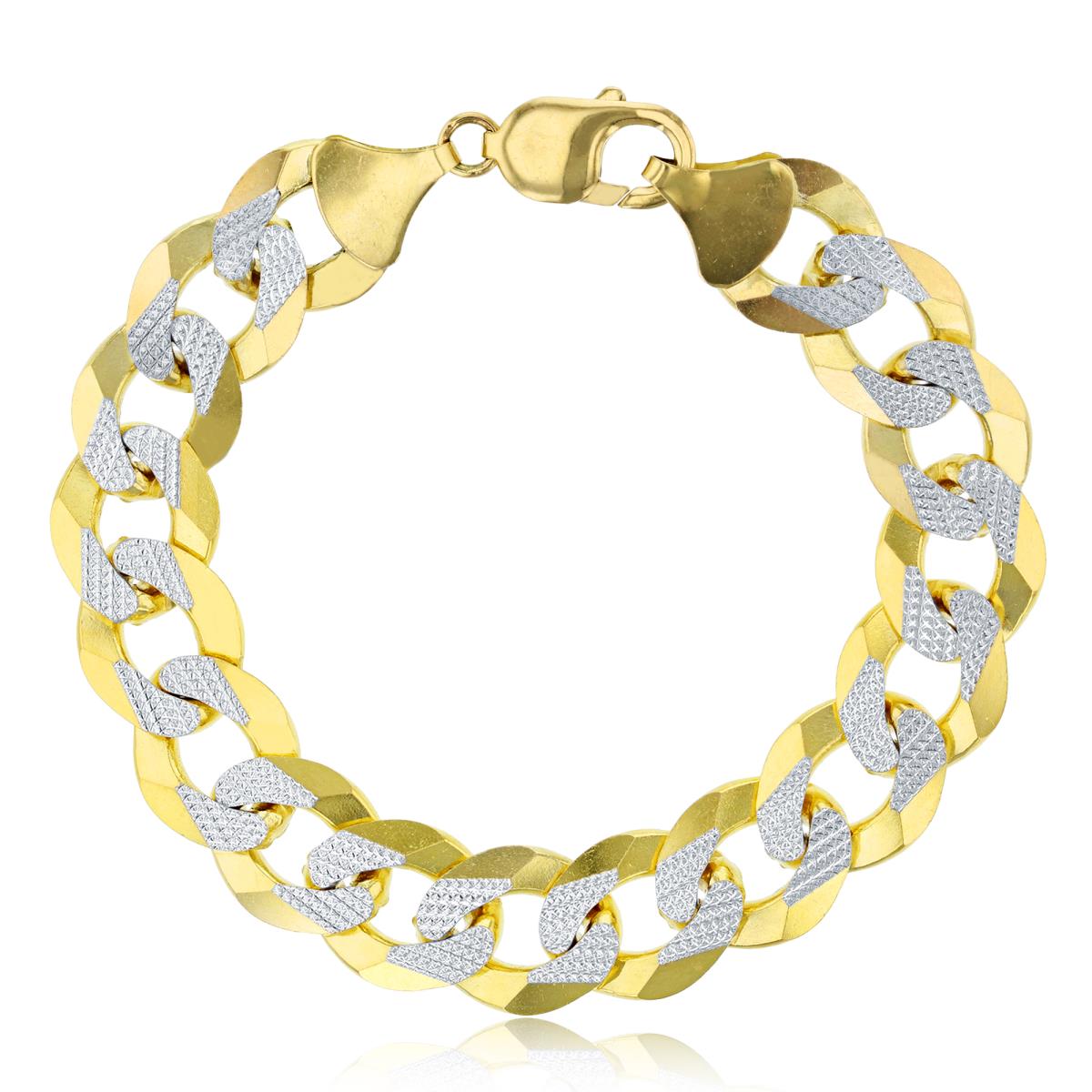 14K Two-Tone Gold 13.50mm 10" White Pave Cuban 350 Chain 