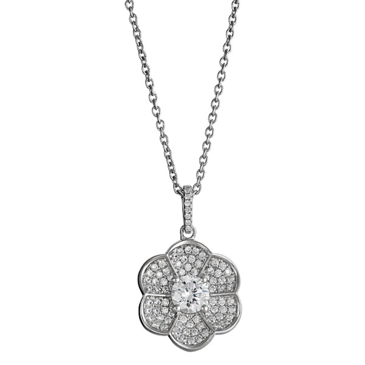 Sterling Silver Flower 18" Necklace