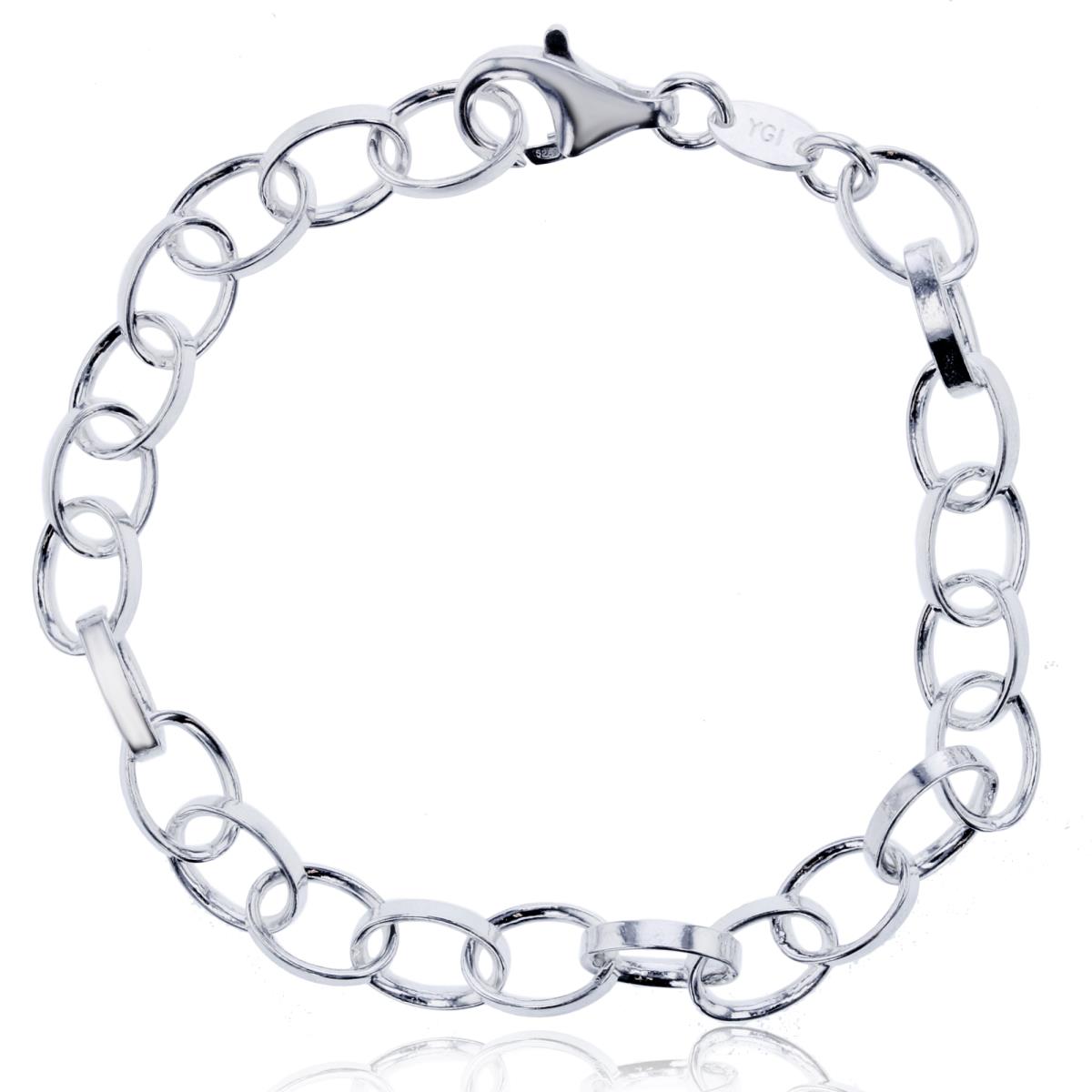 Sterling Silver Anti-Tarnish Silver Plus 6.70mm Oval Elongated Link 7.50" Chain