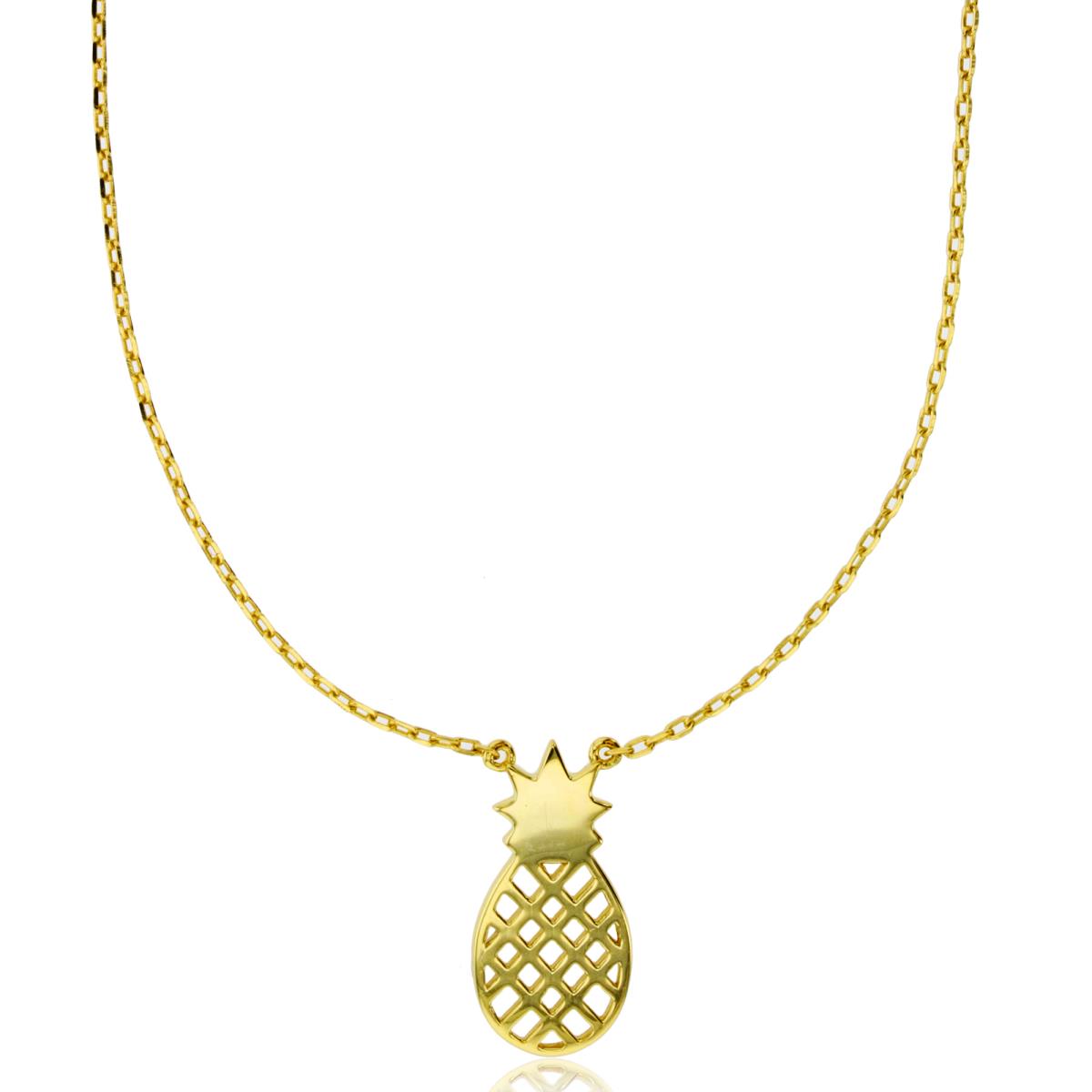 Sterling Silver Yellow Pineapple 16"+2" Necklace