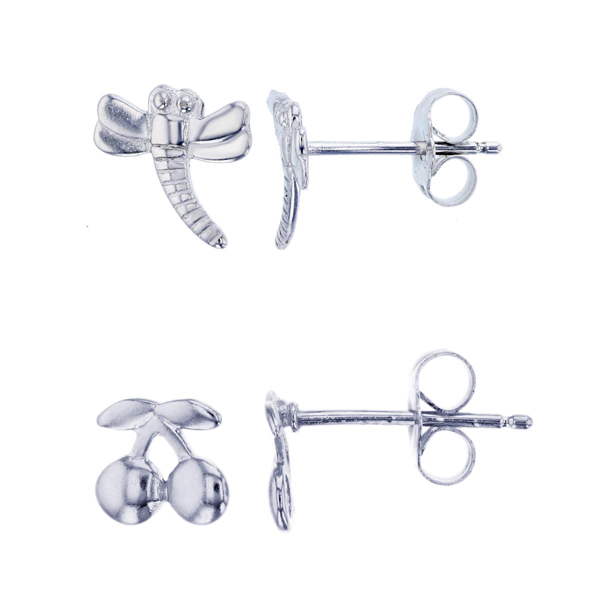 Sterling Silver Cherry Sticks & Dragonfly Stud Earrings Kit
