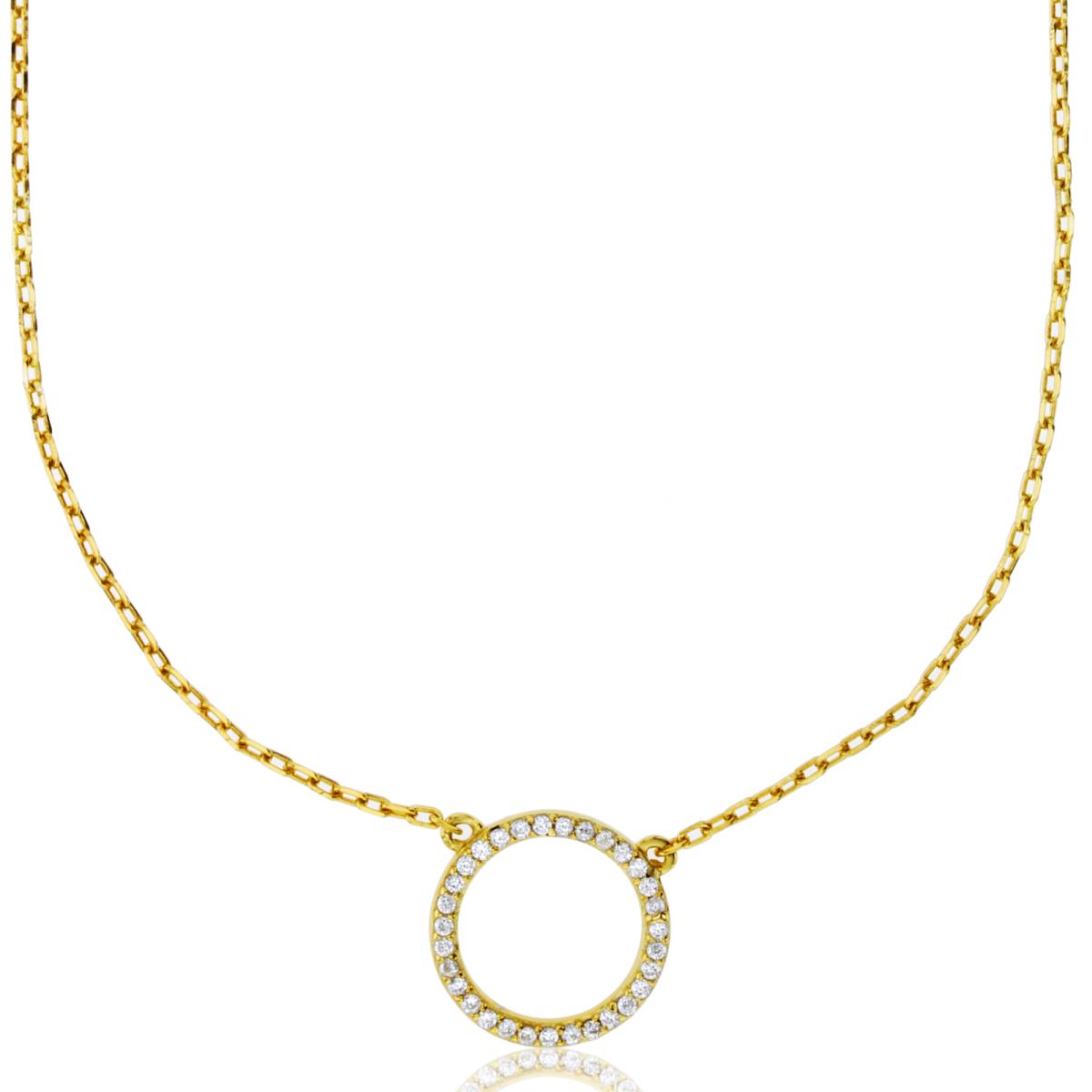 Sterling Silver Yellow Paved Open Circle 16"+2" Necklace