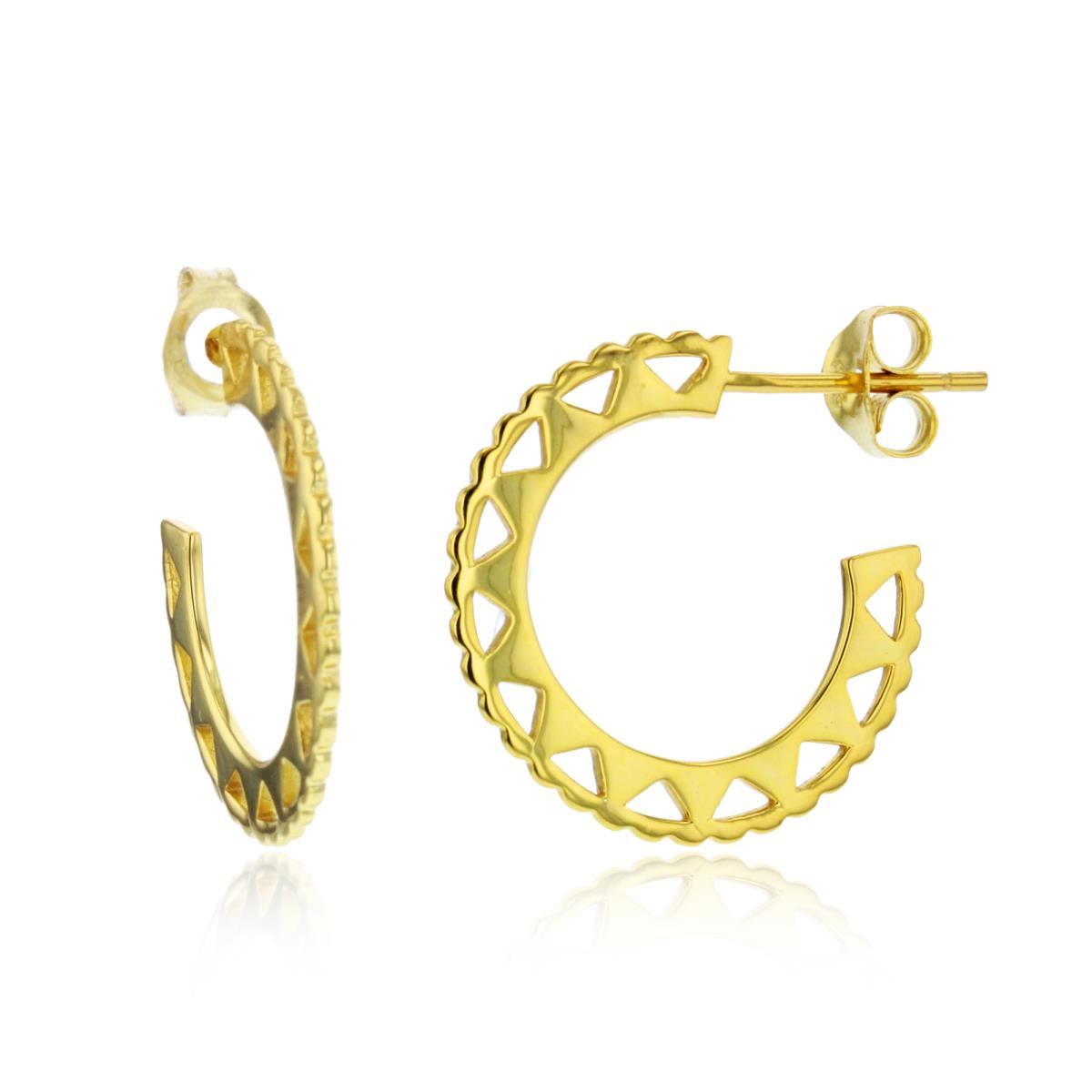Sterling Silver Yellow Polished Geometric Half Hoop Earring