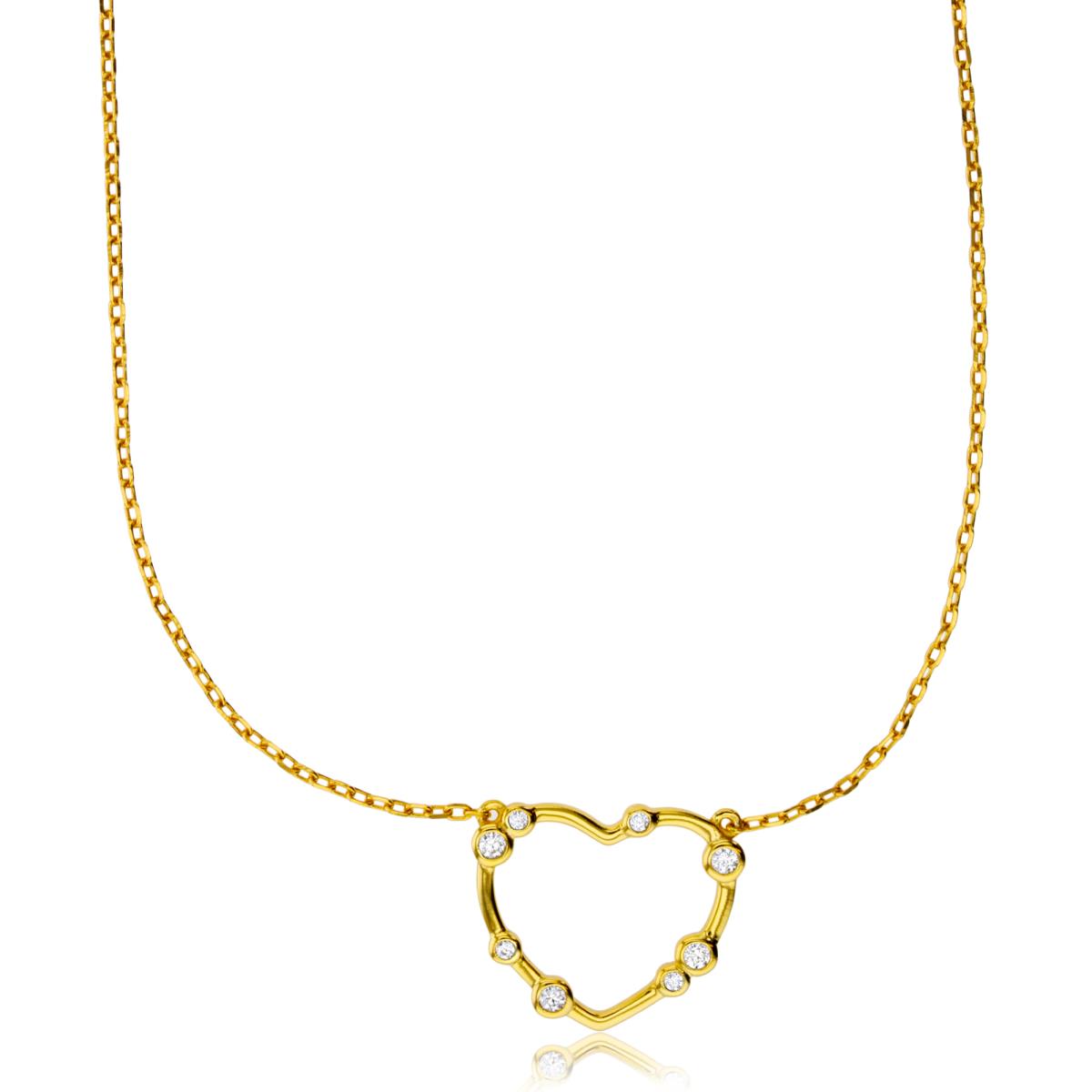 Sterling Silver Yellow Open Heart 16"+2" Necklace
