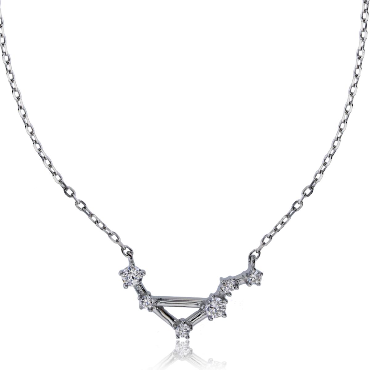 Sterling Silver Rhodium "V" Shaped 16"+2" Necklace