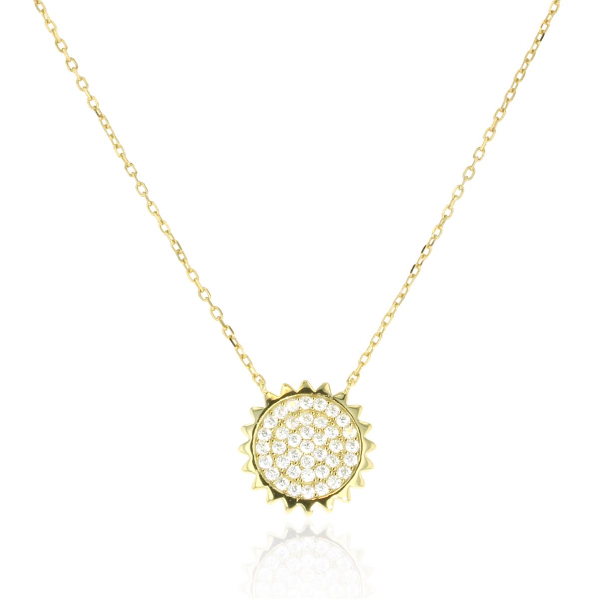 Sterling Silver Yellow Micropave Sunflower 16"+2" Necklace