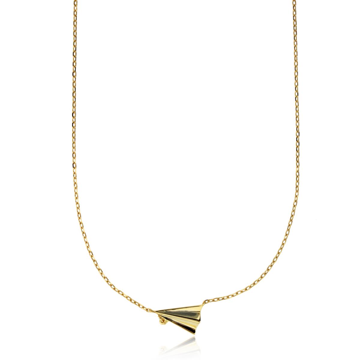 Sterling Silver Yellow Paper Plane 16"+2" Necklace