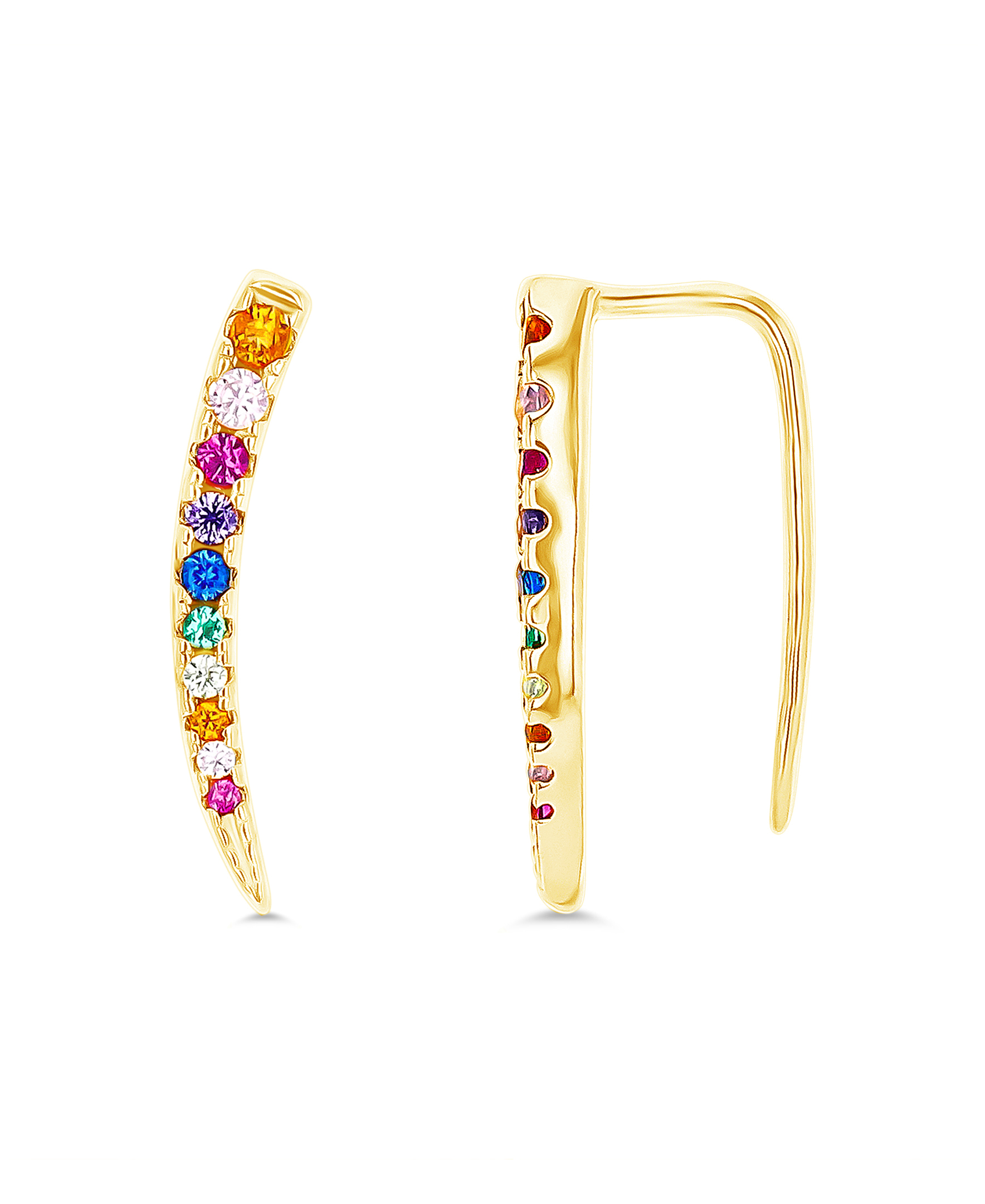 Sterling Silver Yellow Multi Color CZ Graduated Ear Crawler