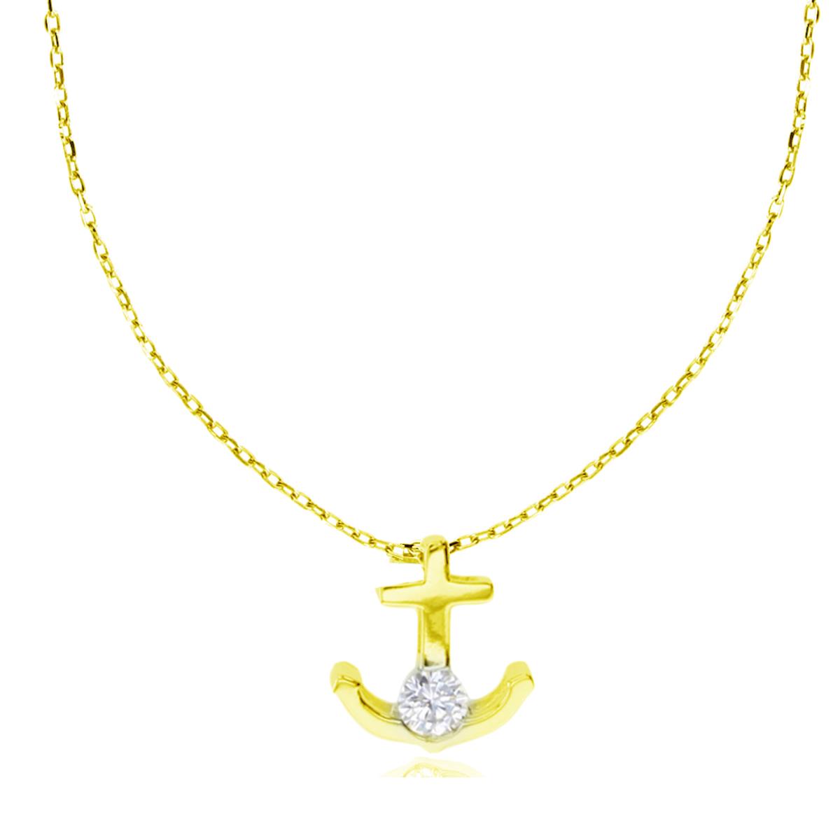Sterling Silver Yellow Polished Anchor 16"+2" Necklace
