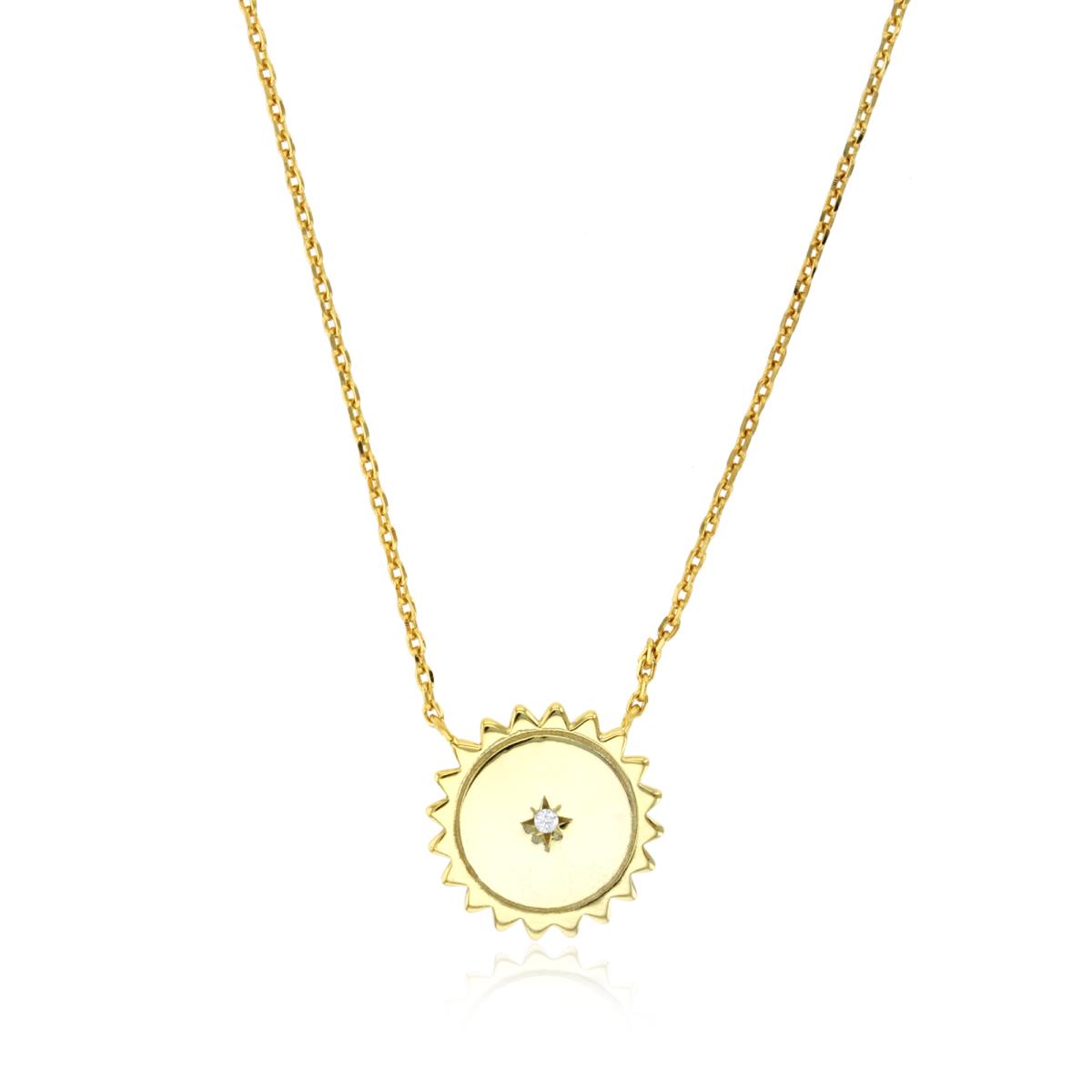 Sterling Silver Yellow Polished Sunflower 16"+2" Necklace