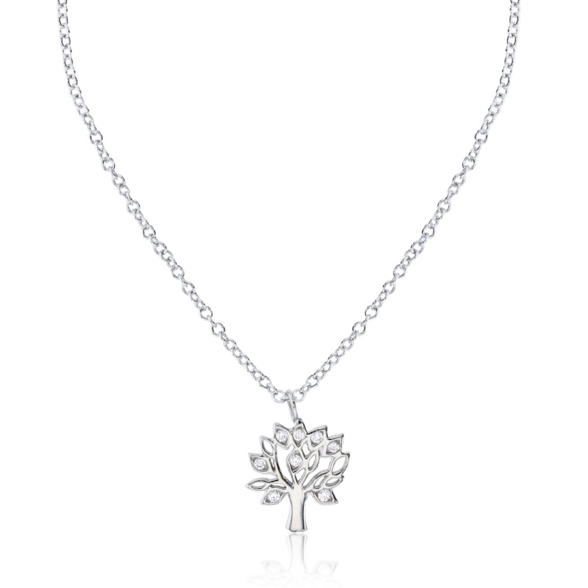 Sterling Silver Rhodium Tree 16"+2" Necklace