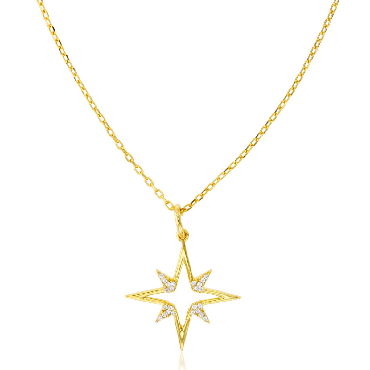 Sterling Silver Yellow Starburst 16"+2" Necklace