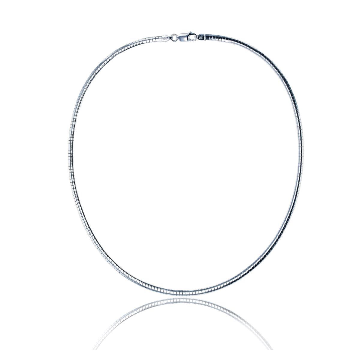 Sterling Silver Anti-Tarnish 3.00mm Round Omega 18" Necklace