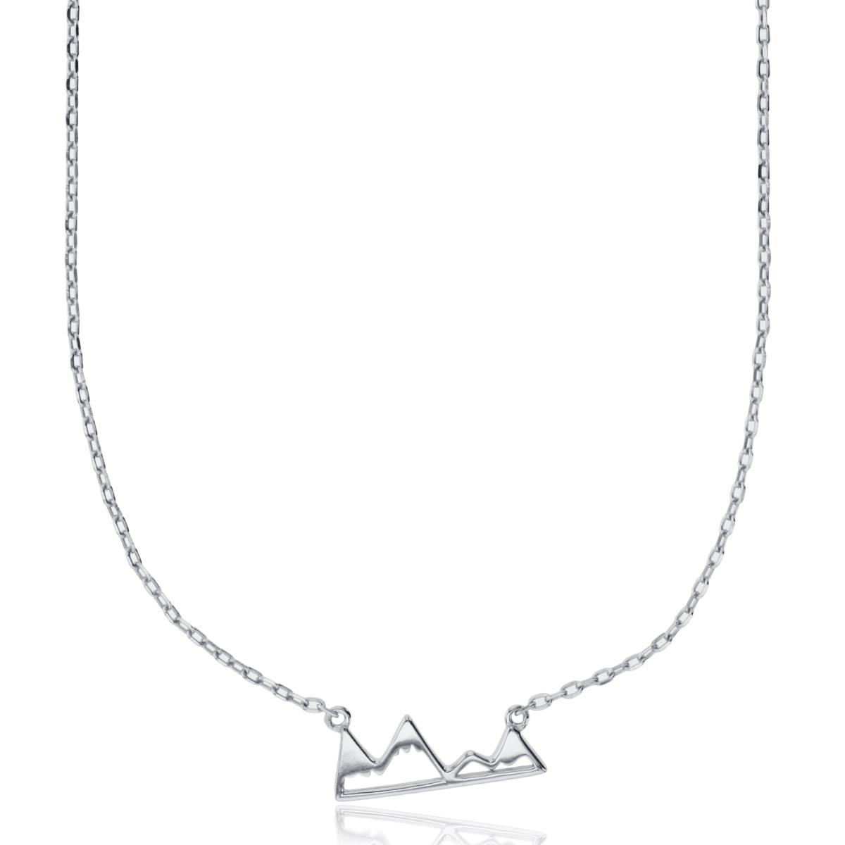 Sterling Silver Rhodium Polished Mountains 16"+2" Necklace