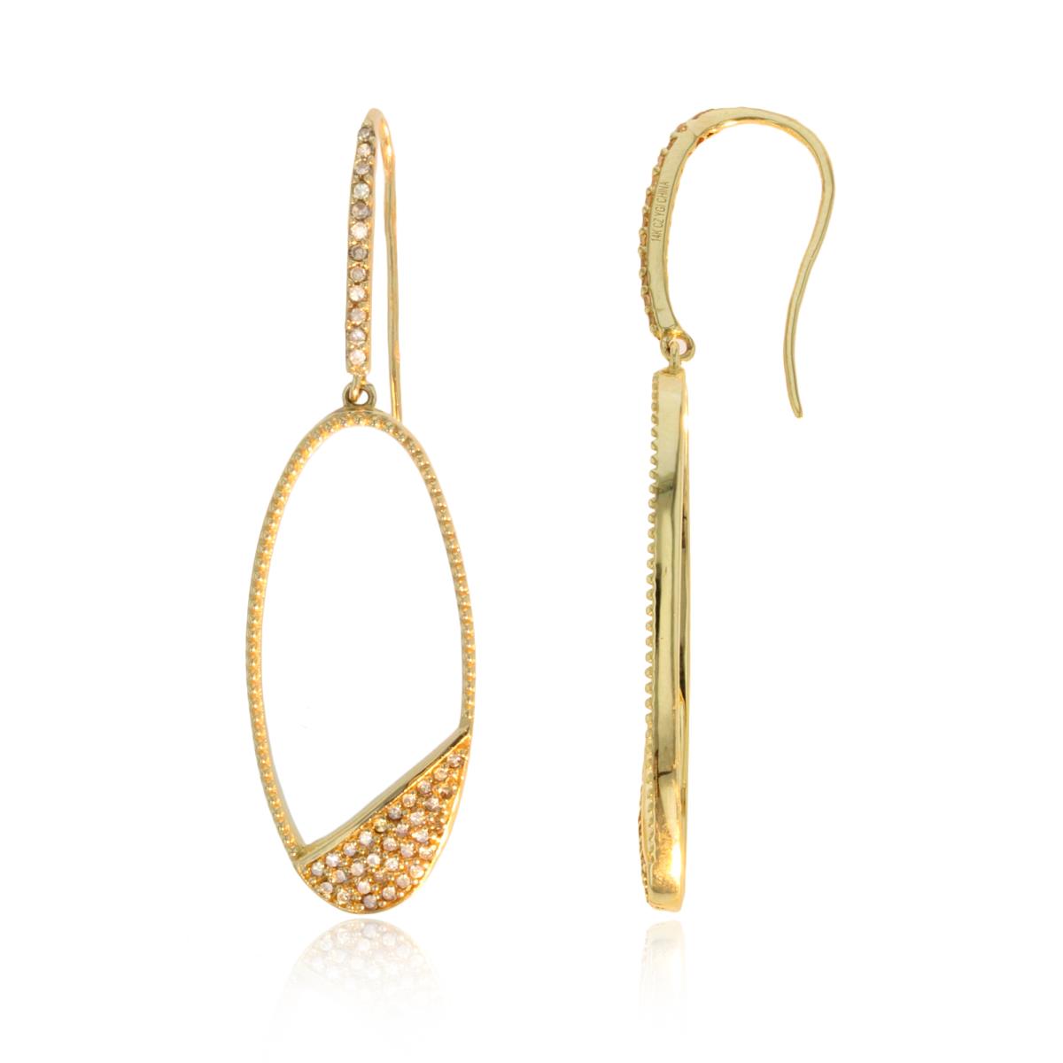 14K Yellow Gold 0.440 Cttw Rd Brown Diamond Fish Hook Earring