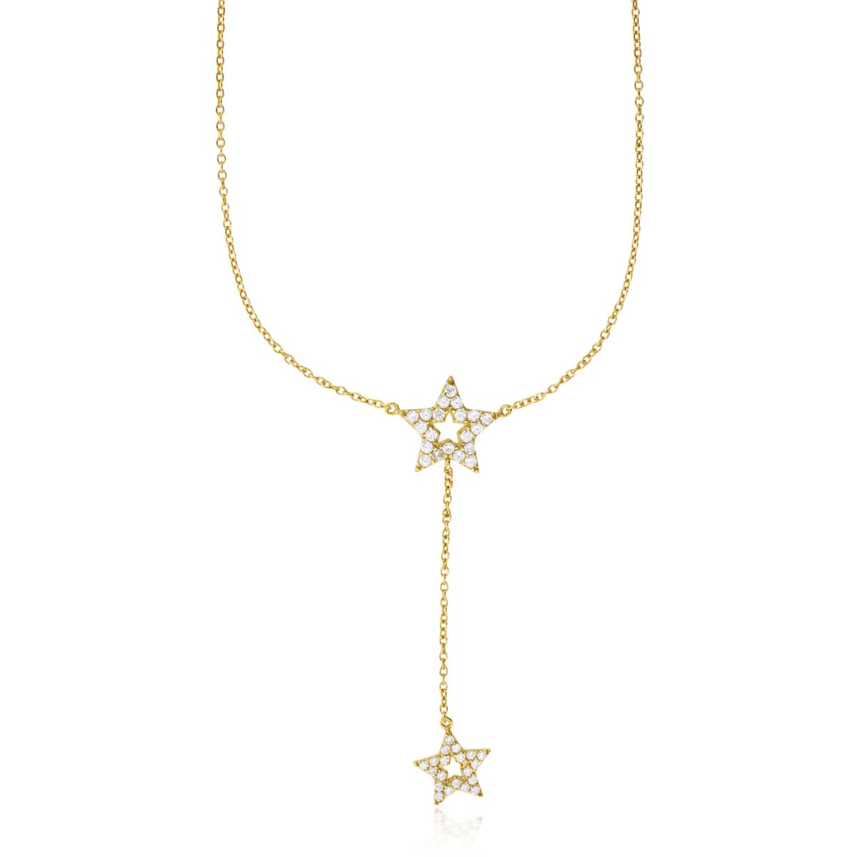 Sterling Silver Yellow Paved Dangling Stars 16"+2" Necklace