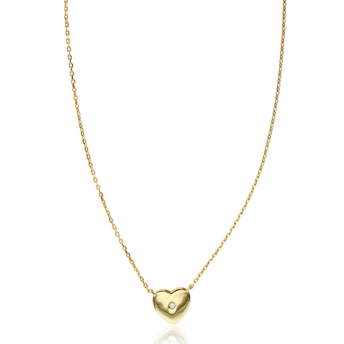 Sterling Silver Yellow Polished Heart 16"+2" Necklace