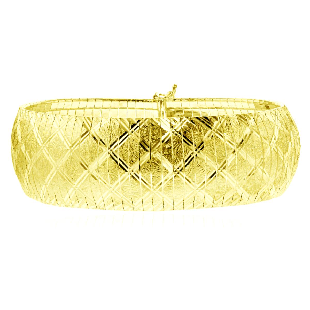 Sterling Silver Yellow 1-Micron Polished & Textured Weave 21mm 7.5" Omega Bracelet
