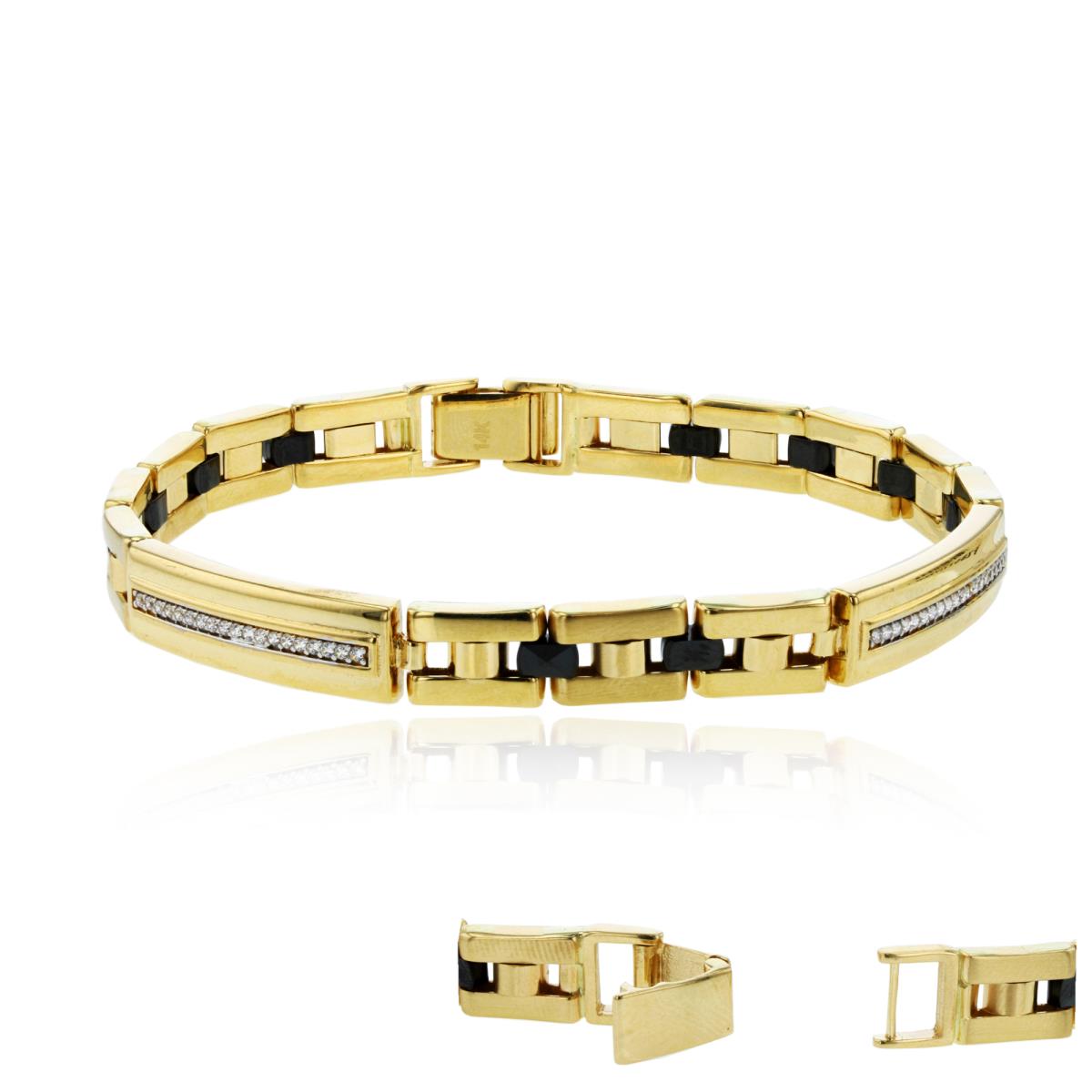 14K Yellow Gold CZ Bar & Seramic 8