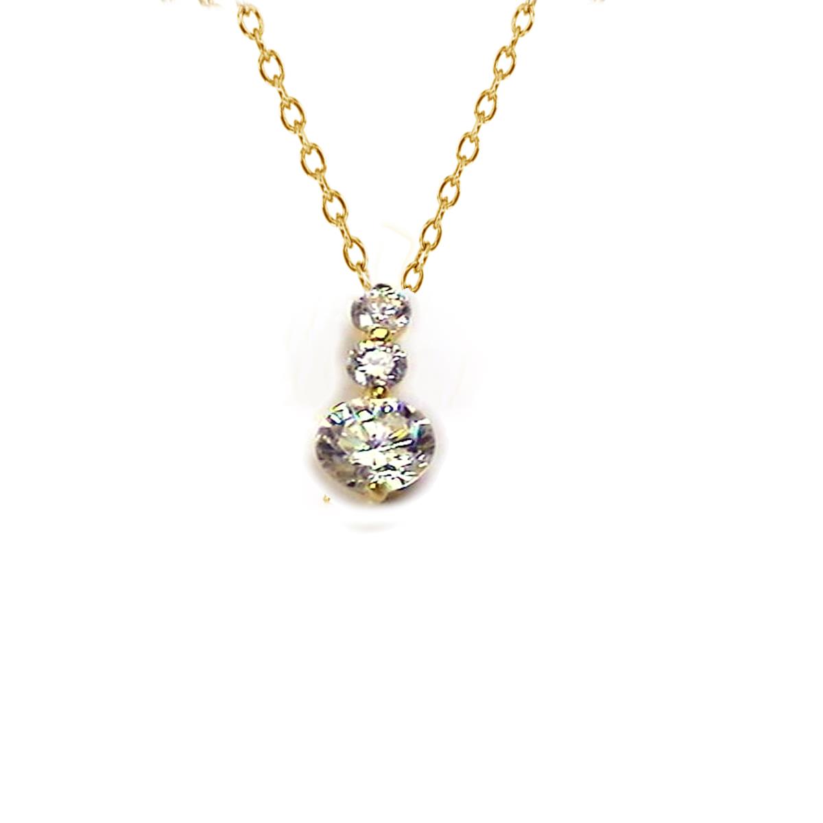 10K Yellow Gold Rd Tanzanite,Crome Diopside & London Blue Topaz 3-Stone Vertical Necklace
