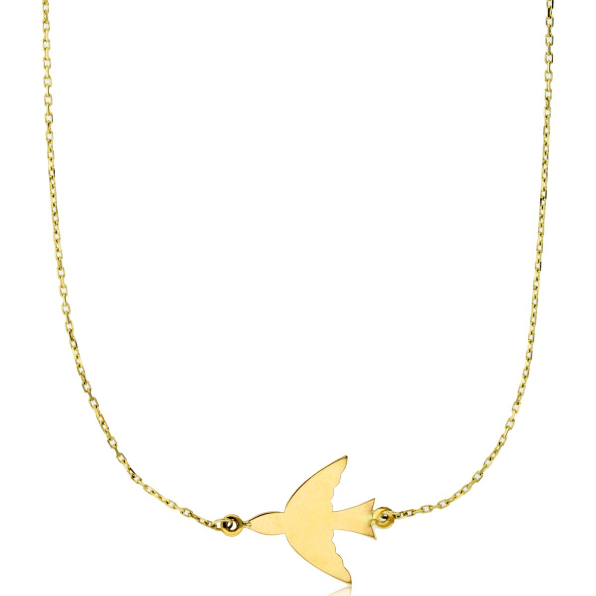 10K Yellow Gold Polished Dove 18" Necklace