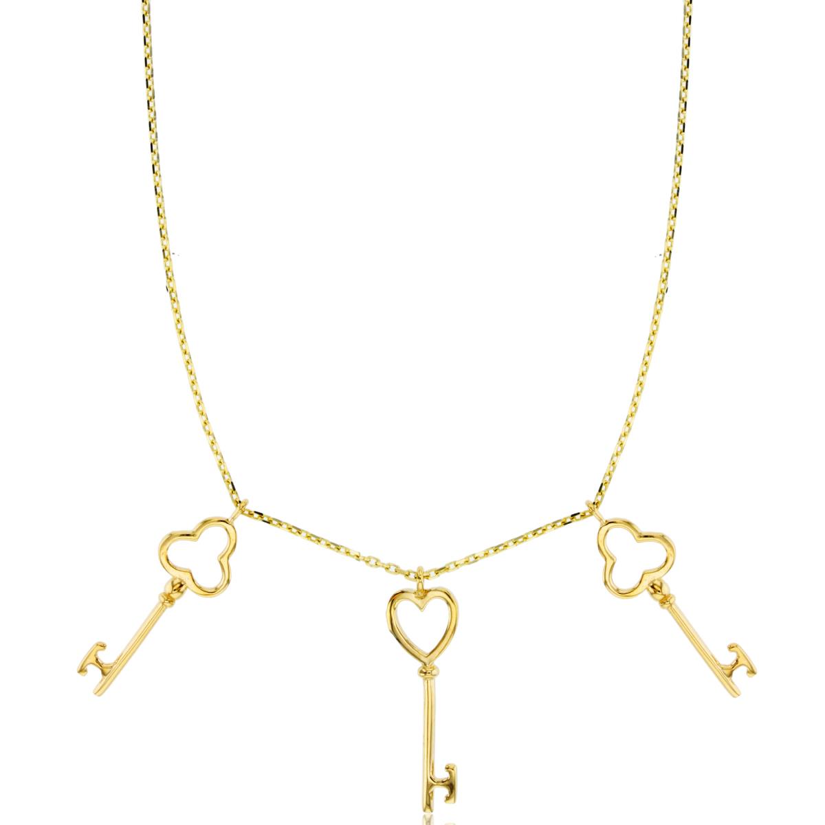 10K Yellow Gold Polished Triple Key 18" Necklace