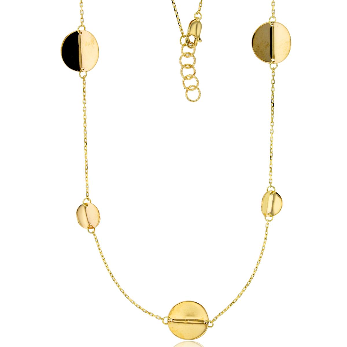 10K Yellow Gold Polished Circle Plates 18"+0.75" Necklace
