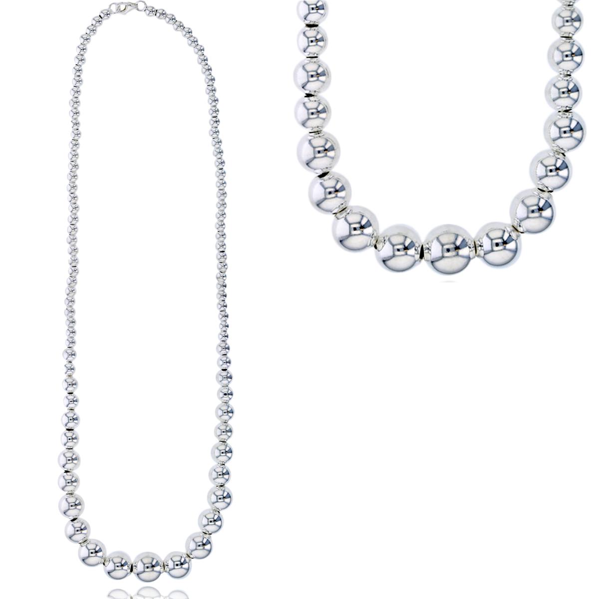 Sterling Silver Silver Flash Graduated 4mm-11mm Ball 18" Chain