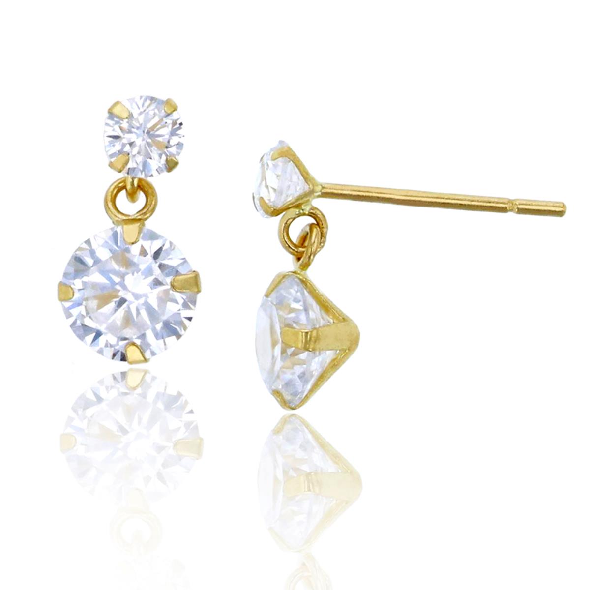 10K Yellow Gold 3mm, 5mm Chrome Diopside Dangling Martini Stud Earring