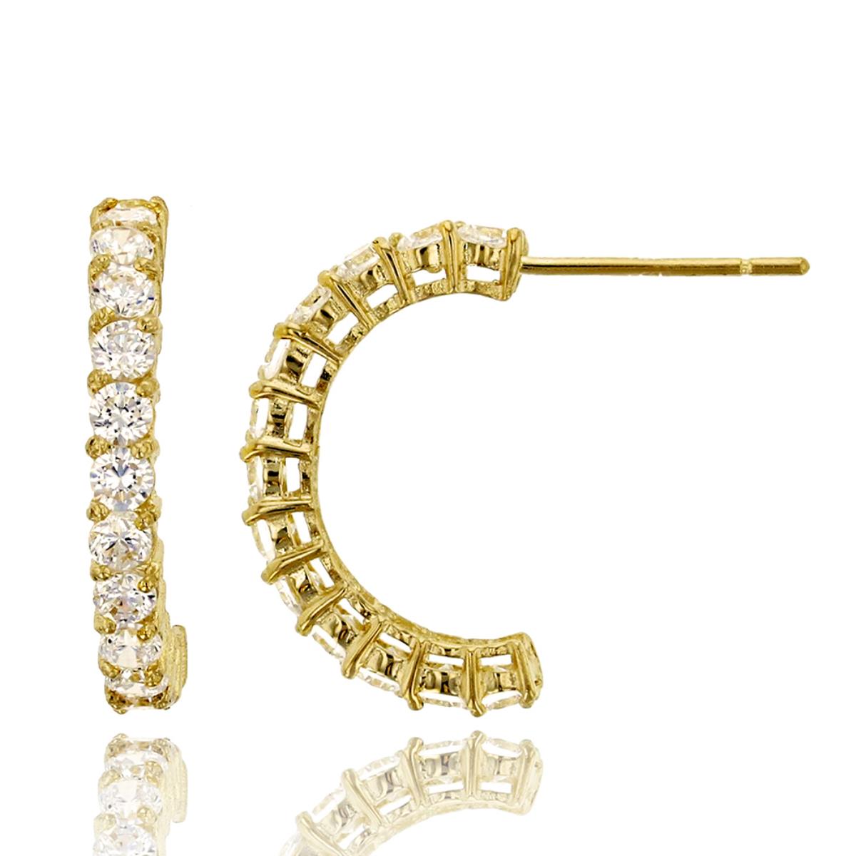 10K Rose Gold 2mm Rd Morganite Prong Half Hoop Stud Earring