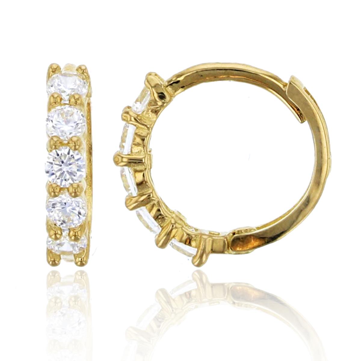 10K Yellow Gold 5-Stone Prong Round Blue Apatite Huggie Earring