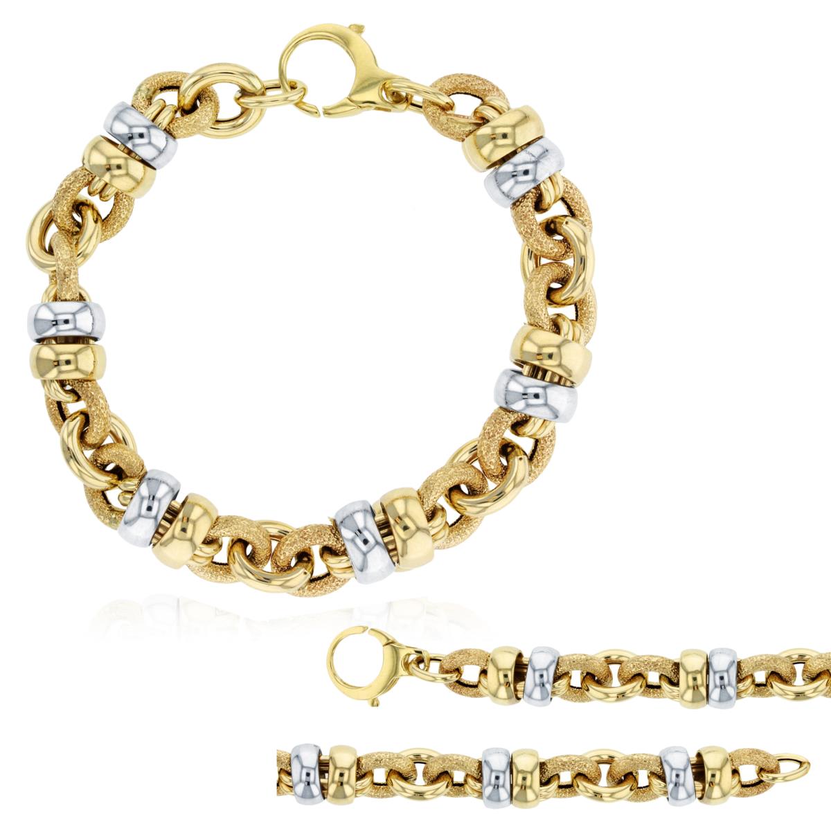 14K Two-Tone Gold Textured & Polished Links 7.5" Chain
