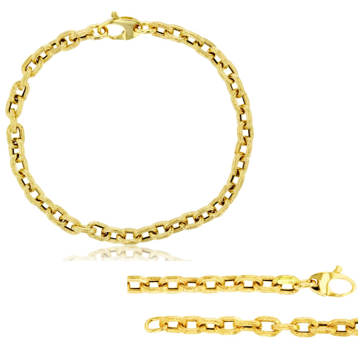 14K Yellow Gold 4.80mm Textured Cable 7.5" Chain