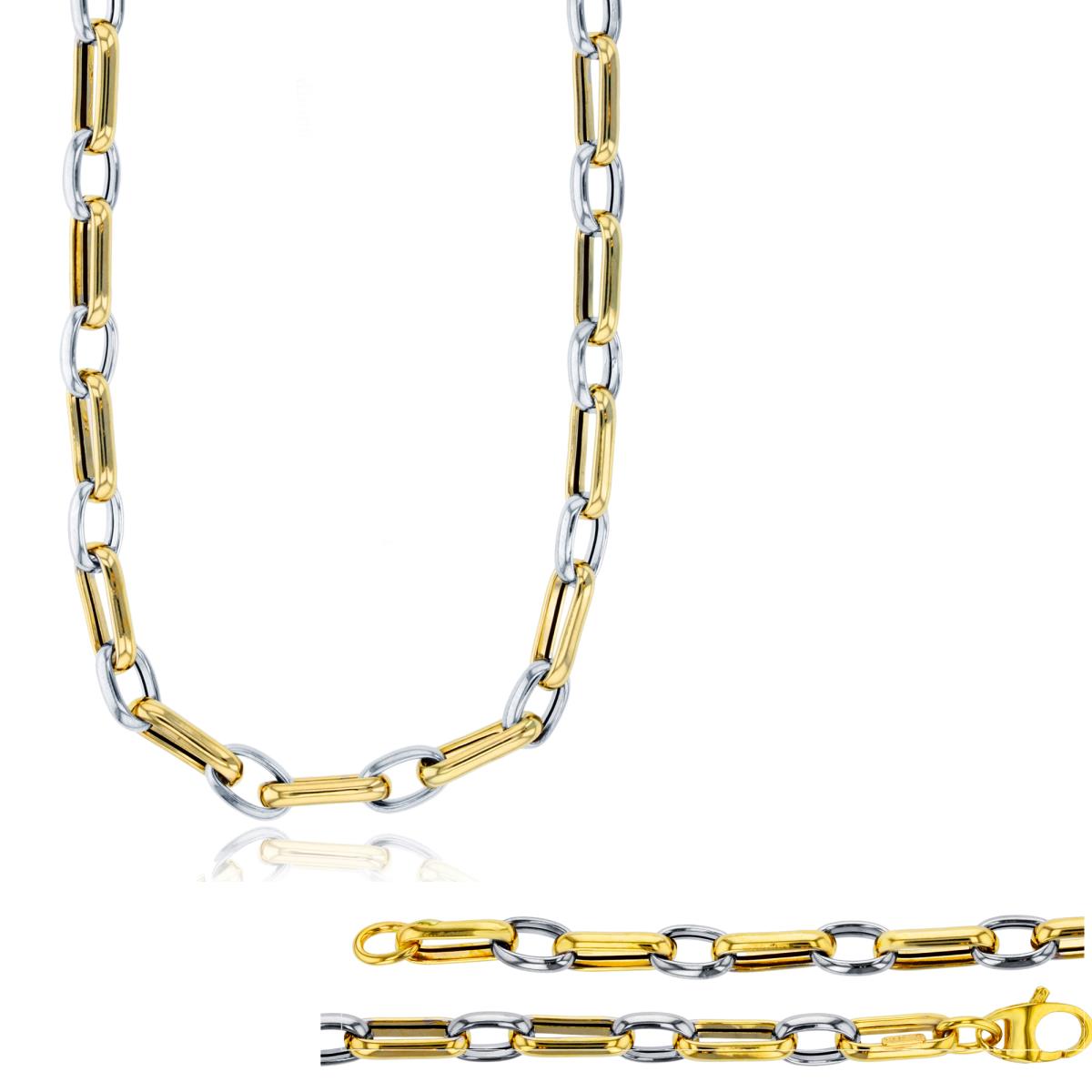 14K Two-Tone Gold Alternating Links 18" Chain