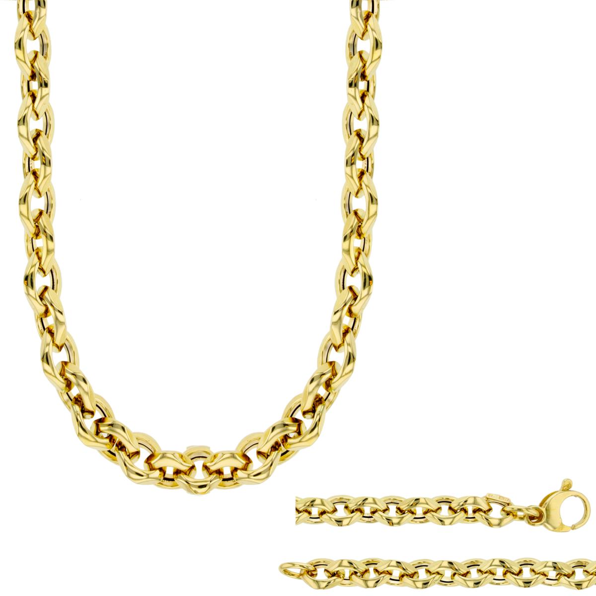 14K Yellow Gold 7mm Polished Pointed Cable 18" Chain