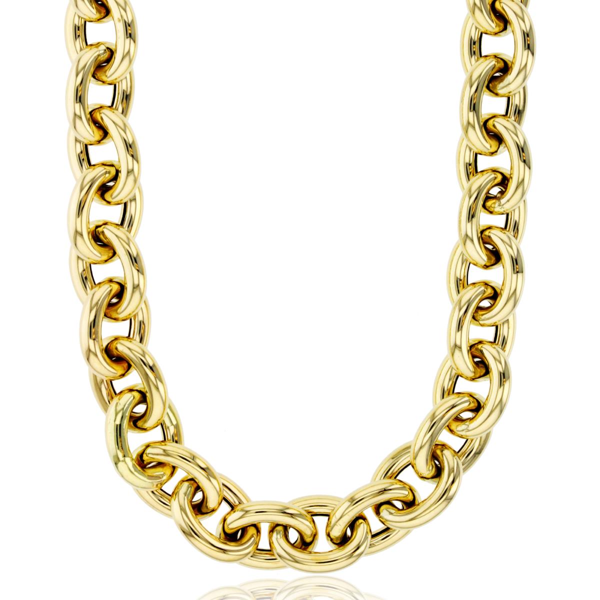 14K Yellow Gold Polished 10mm Oval Links 18" Chain