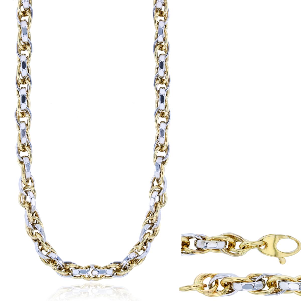 14K Two-Tone Gold 6.20mm Rope 18" Chain