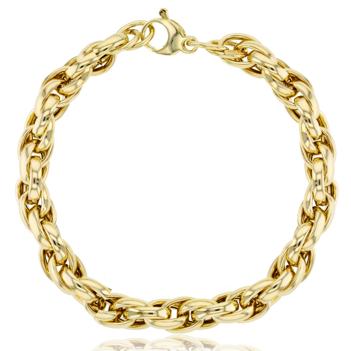14K Yellow Gold Polished 7.30mm Rope 7.5" Chain