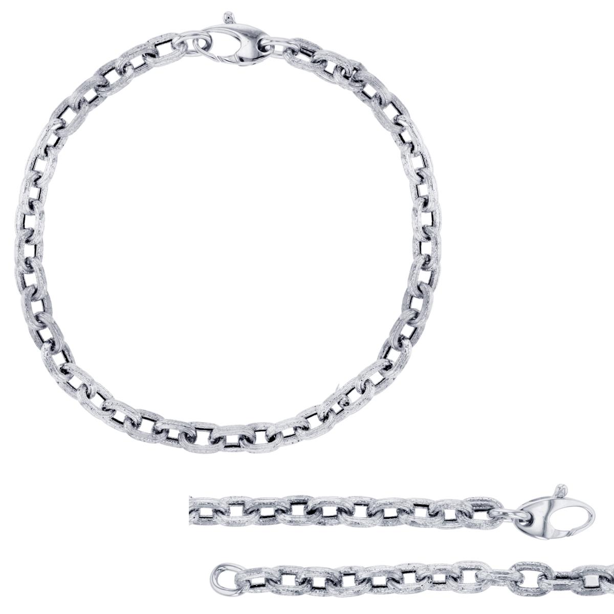 14K White Gold 4.80mm Textured Cable 7.5" Chain