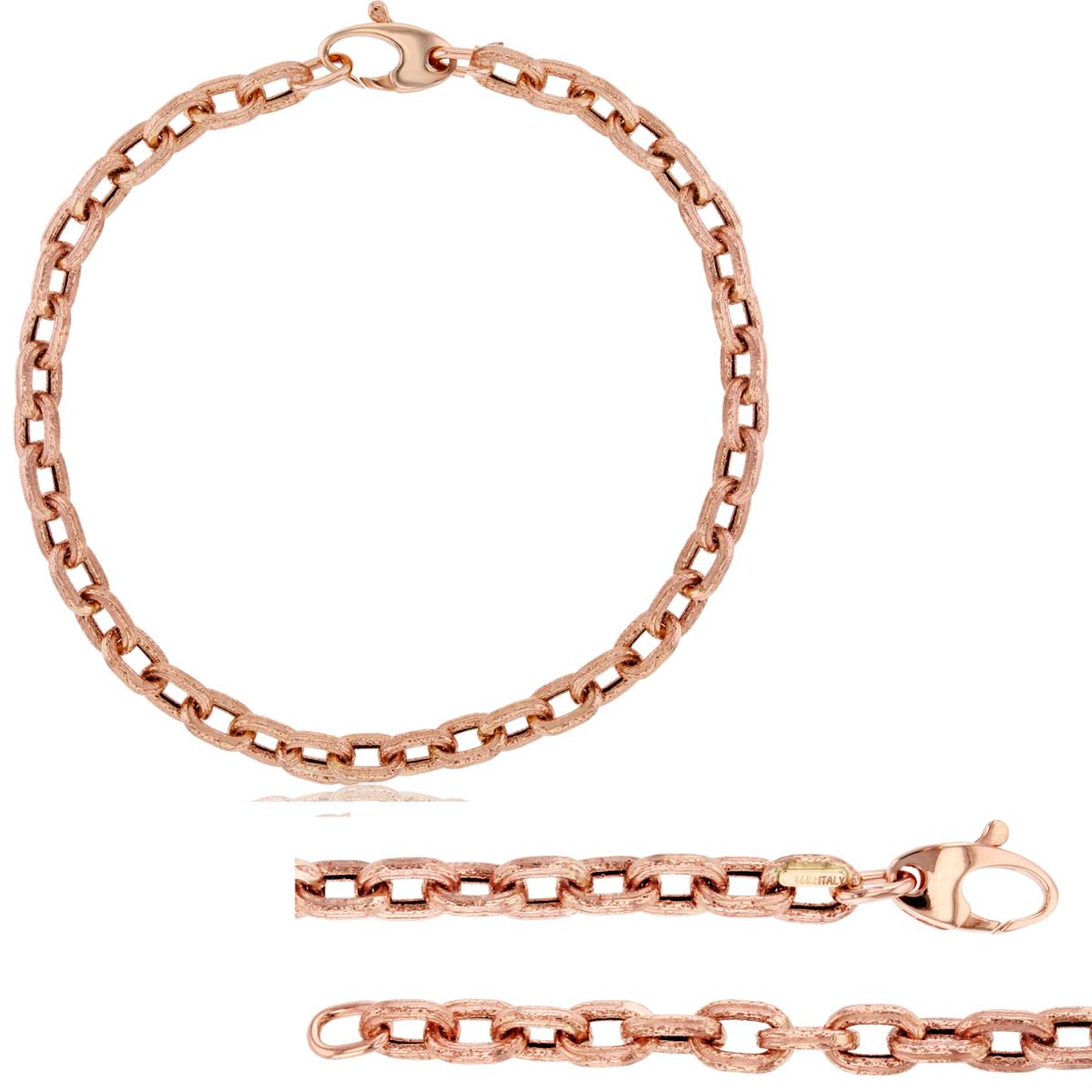 14K Rose Gold 4.80mm Textured Cable 7.5" Chain