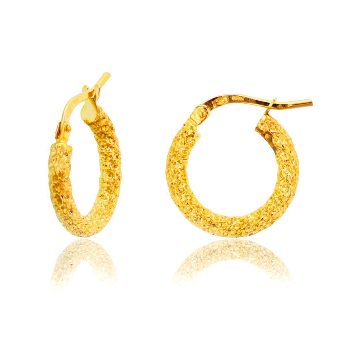 14K Yellow Gold Diamond Cut 15x2.6mm Hoop Earring