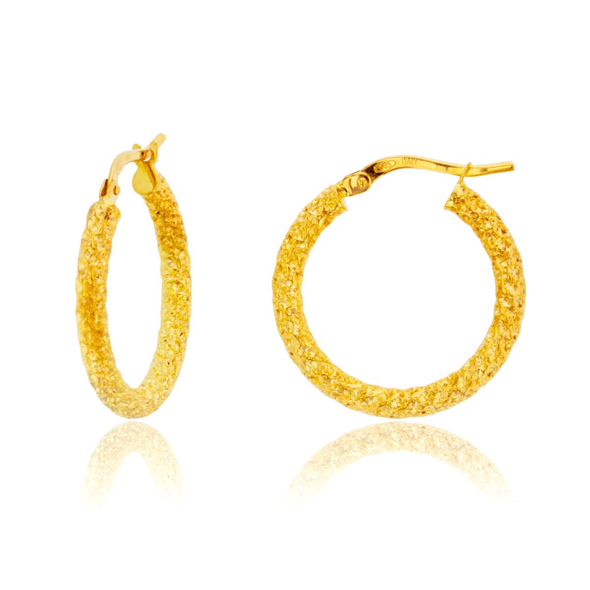 14K Yellow Gold Diamond Cut 20x2.6mm Hoop Earring