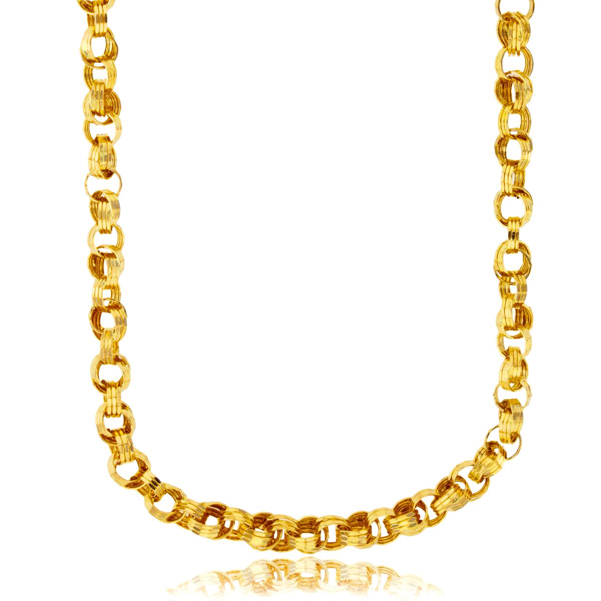 14K Yellow Gold Diamond Cut Twisting Links Fancy Rollo 18" Chain