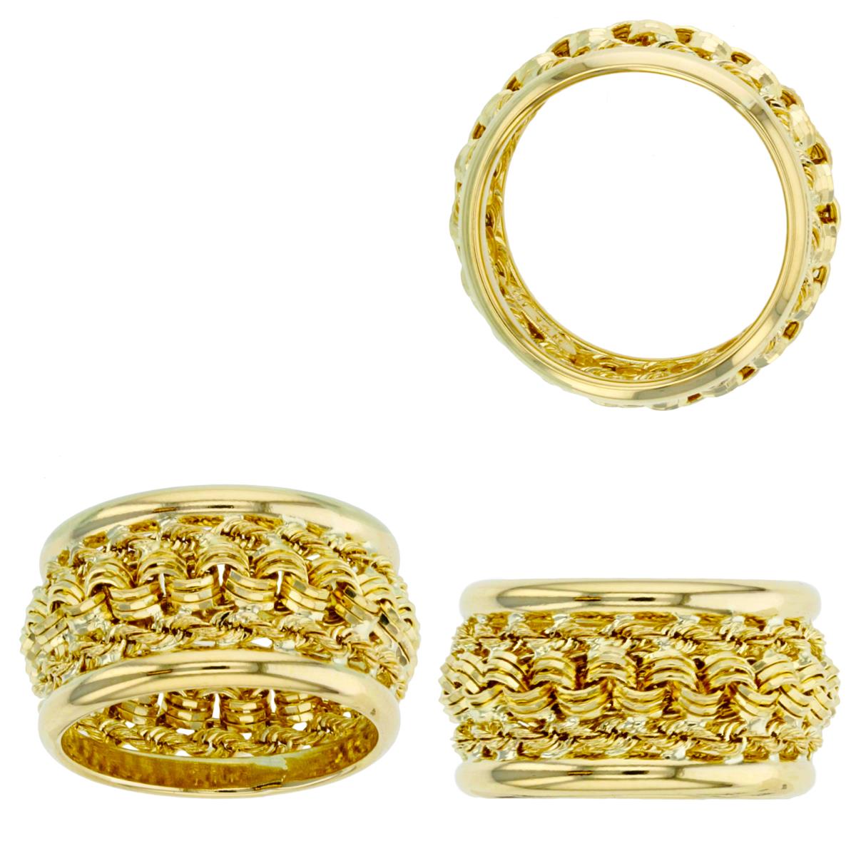 14K Yellow Gold Polished Textured Ring