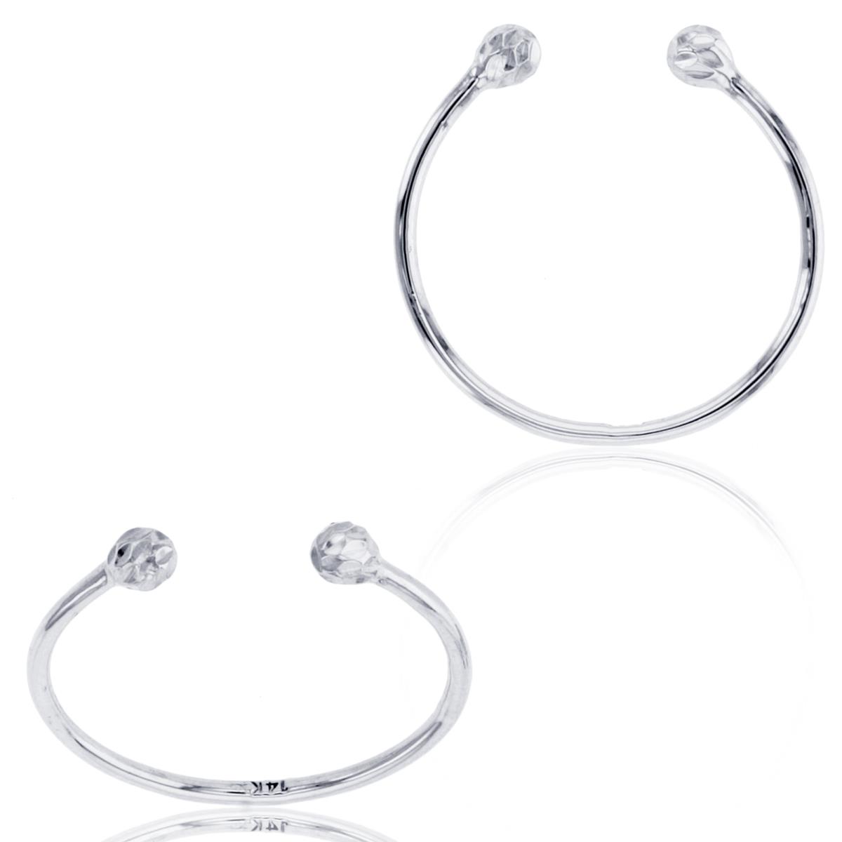 14K White Gold 3mm DC Beads on Adjustable Wire Ring