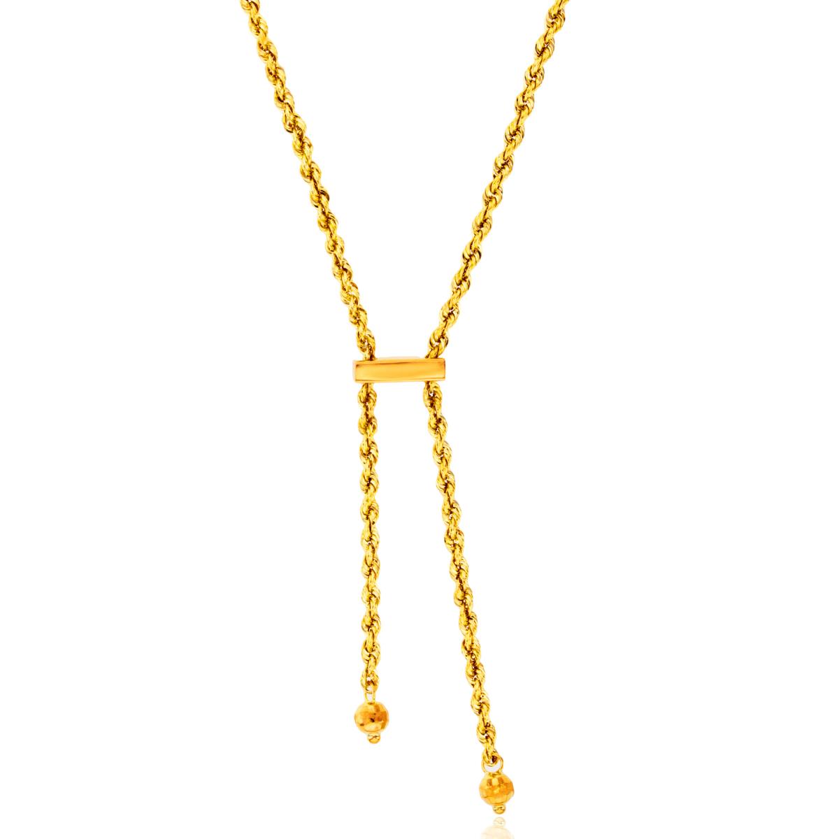 14K Yellow Gold 2.25mm DC Rope Dangling Bar/Beads 17" "Y" Necklace